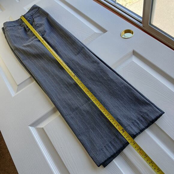 George Grey Stripe Slacks size 16 Ladies Average pockets hemmed short repaired - Picture 12 of 14